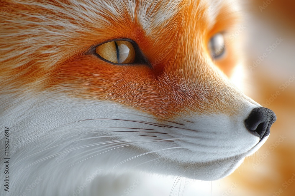 Aufkleber close-up portrait of a red fox's face with distinctive features