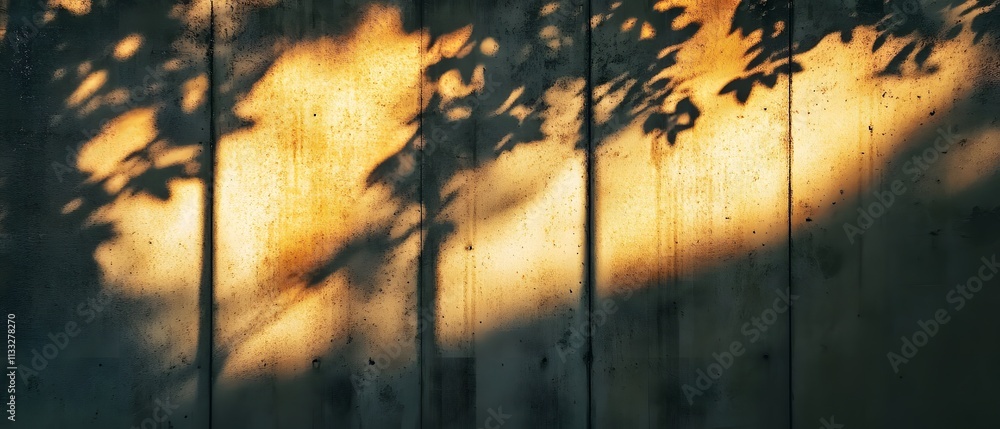 Poster Abstract Play of Light and Shadows on Textured Surface, Creating a Captivating Visual Experience with Nature's Influence at Dusk or Dawn