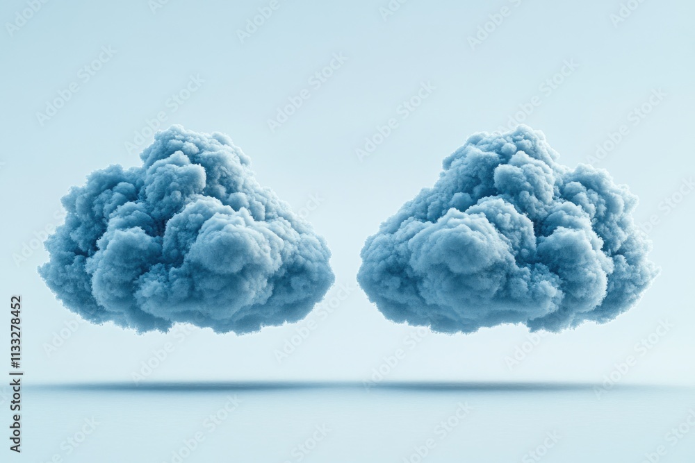 Poster a pair of clouds drifting through the atmosphere, offering a sense of serenity and calmness