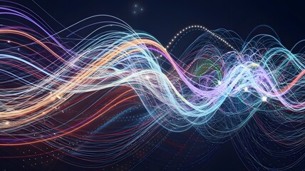 Obraz premium Abstract Luminescent Data Streams Flowing Through Futuristic Digital Network with Vibrant Patterns