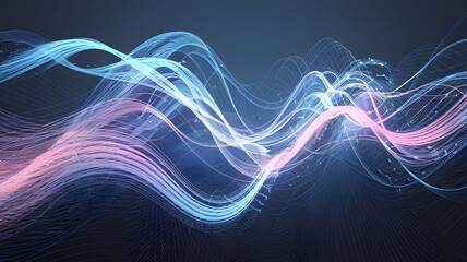 Obraz premium Dynamic Luminescent Data Streams in Vibrant Digital Network with Futuristic Flowing Patterns