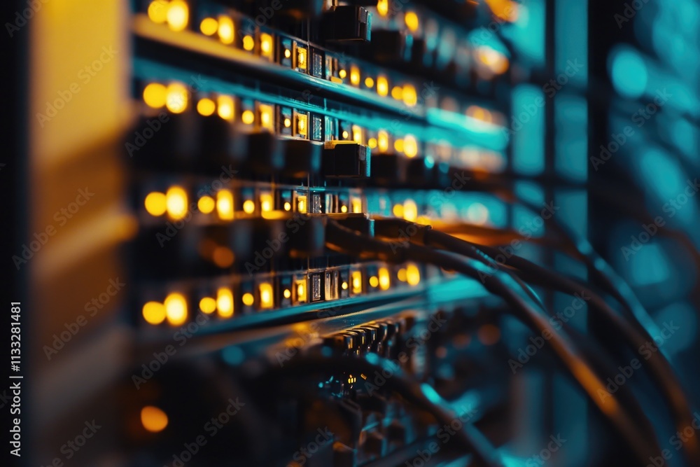 Aufkleber A detailed view of a bundle of server cables, suitable for use in technology, computing, and IT-related contexts