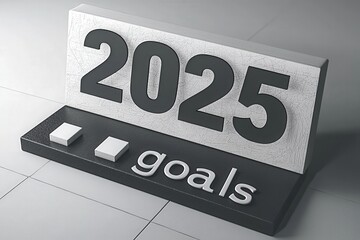 A modern display emphasizes the year 2025 alongside the word goals in a clean, minimalist font. The...