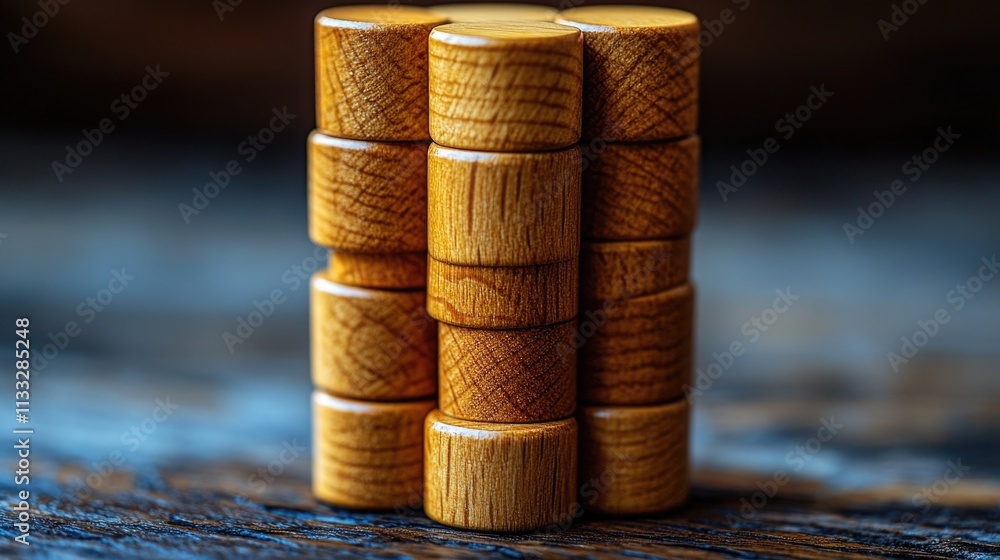 Aufkleber a stack of wooden blocks placed neatly on a table