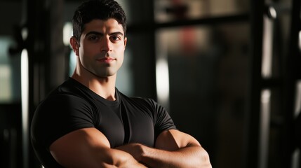 Obraz premium Man with a black shirt and a beard