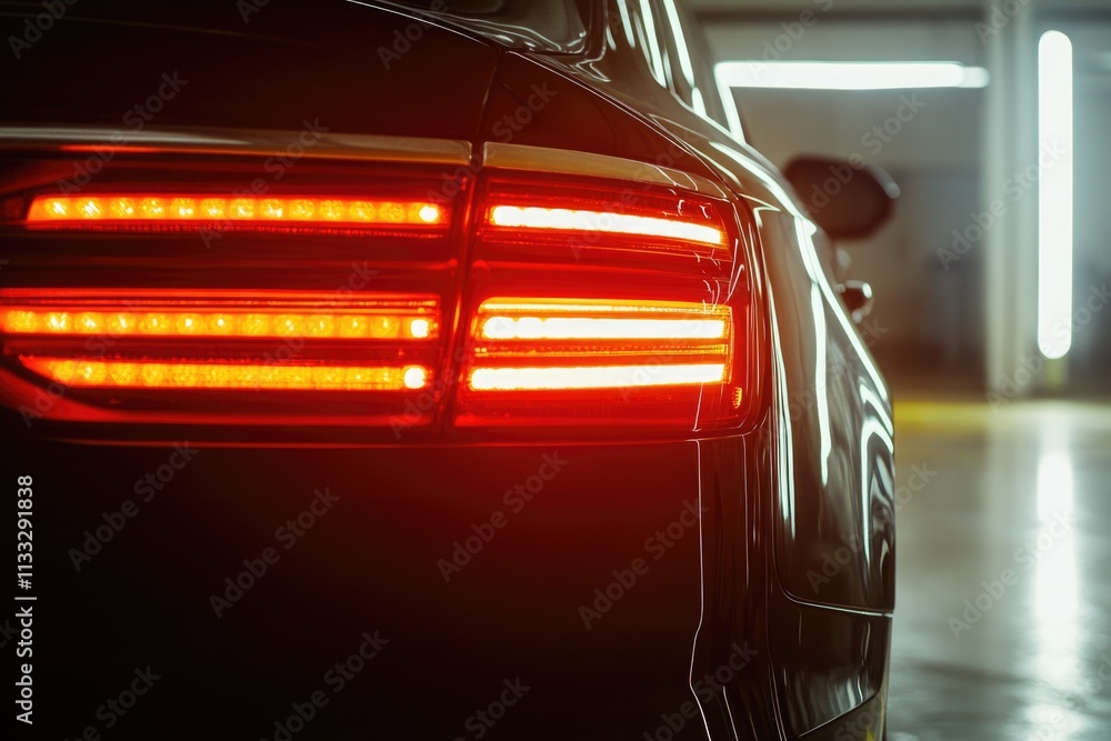 Poster a close-up shot of a car's tail lights, perfect for usage in automotive or product designs