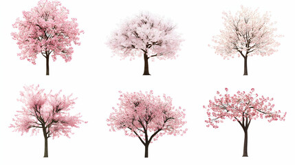 Naklejka premium cherry blossom treeon isolated on a white background