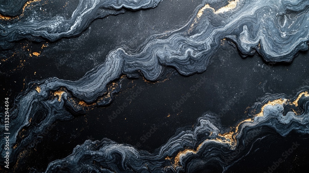Poster High-quality image of a black and gold marble surface, perfect for use in design projects or as a decorative element