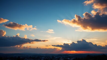 Obraz premium Vivid Sunset Sky with Blue and Warm Golden Tones