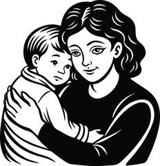 Obraz premium Happy Mother's Day Flat Silhouette Vector Illustrations - Celebrate Mom