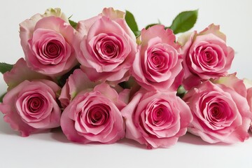 Naklejka premium A bouquet of fresh pink roses arranged on a table
