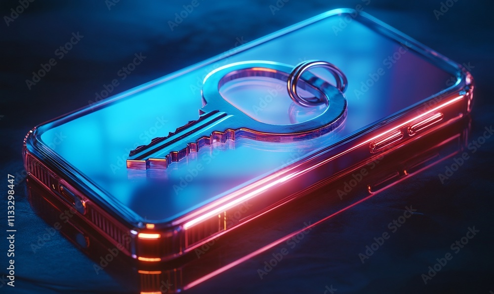 Aufkleber a smartphone with a key symbol, representing security and digital access.