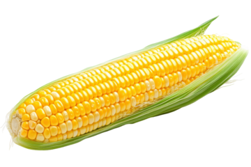 Fresh Yellow Corn Cob with Isolated on Transparent Background