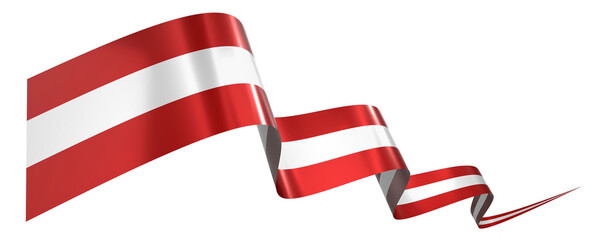 Fototapeta premium Austria flag - wavy ribbon isolated on white background - 3D illustration