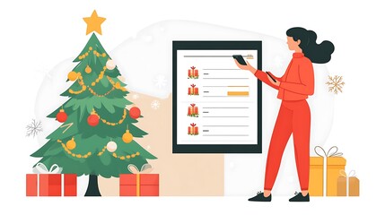 29. A person interacting with a virtual Christmas assistant on their phone, setting reminders for holiday events and tasks