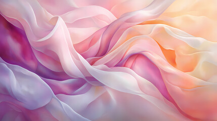 Obraz premium Ethereal fabric swirl soft pink gossamer material flowing in graceful curves against a matching background delicate and dreamy textile art. Gossamer. Illustration