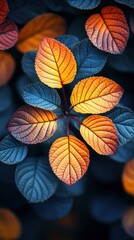 Fototapeta premium A close-up of vibrant autumn leaves showcasing rich colors and textures.