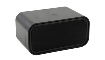 Compact Wireless Bluetooth Speaker with Matte Black Finish on Transparent Background