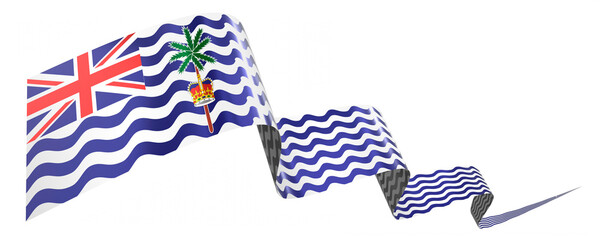 British Indian Ocean Territory flag - wavy ribbon isolated on white background - 3D illustration