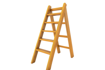 Extension Ladder Leaning Against a Wall with isolated on transparent background