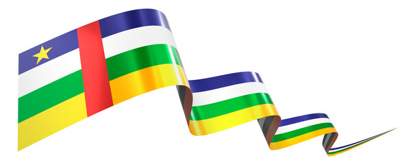 Obraz premium Central African Republic flag - wavy ribbon isolated on white background - 3D illustration