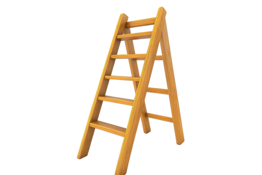 Extension Ladder Leaning Against a Wall with isolated on transparent background