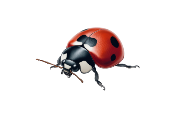 Close-Up of Ladybug with Black Spots with isolated on transparent background