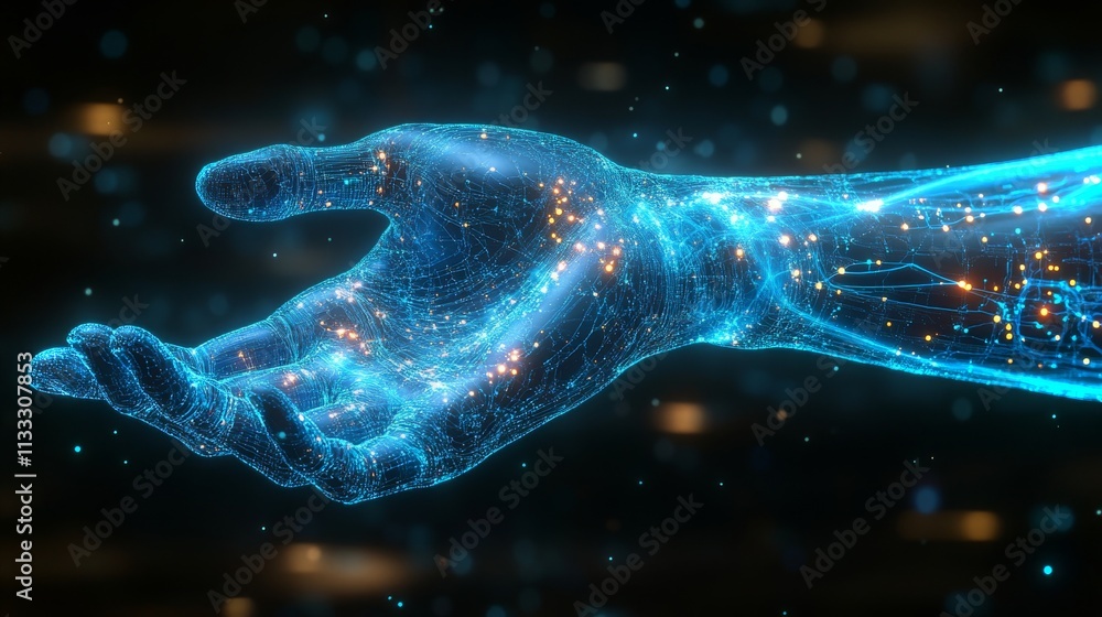 Aufkleber digital x-ray representation of a forearm and hand showcasing internal structures in high detail