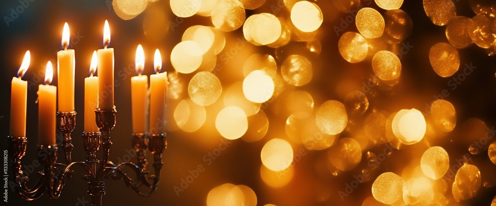 Poster a candlelit scene with glowing candles and a bokeh background.