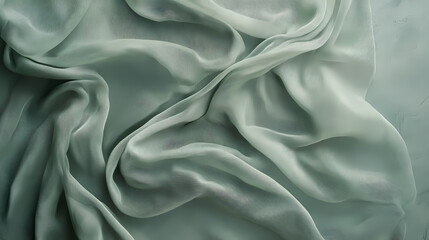 Fototapeta premium Elegant wall texture with pastel green gossamer fabric overlay. Gossamer. Illustration
