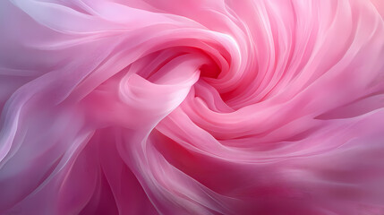 Fototapeta premium Ethereal fabric swirl soft pink gossamer material flowing in graceful curves against a matching background delicate and dreamy textile art. Gossamer. Illustration