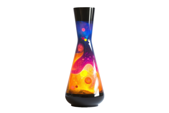 Modern LED Lava Lamp with Changing Colors with isolated on transparent background