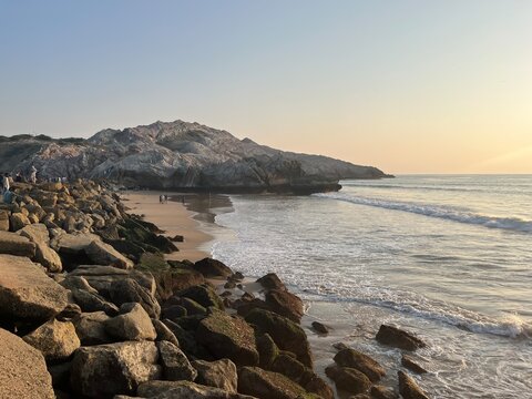Beautiful view of sea view beach in Karachi during sunset in the evening