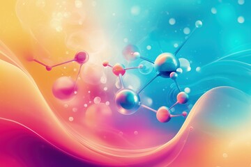 Abstract colorful molecular structure background.