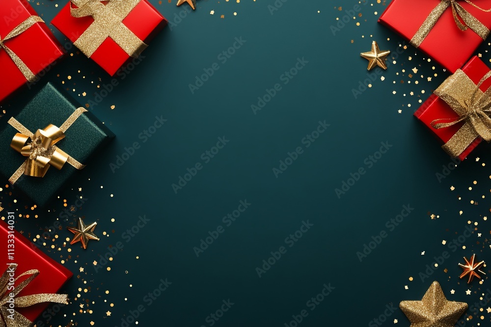 Poster a blue background with a red box in the center and a green box on the left