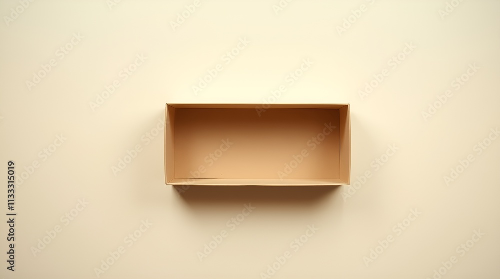 Poster simple beige box mockup with copy space on light background