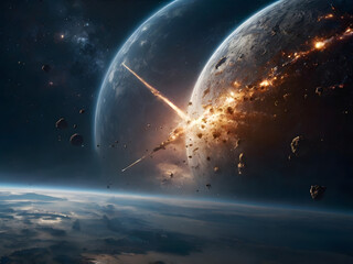 Military plane in space