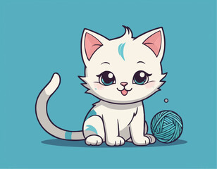 Obraz premium Curious Cartoon Kitten with Playful Expressions and Adorable Poses