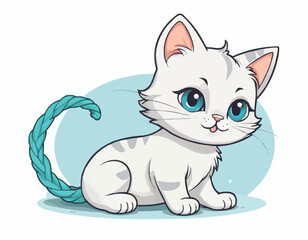 Obraz premium Curious Cartoon Kitten with Playful Expressions and Adorable Poses