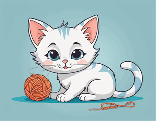 Fototapeta premium Curious Cartoon Kitten with Playful Expressions and Adorable Poses