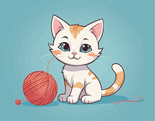 Fototapeta premium Curious Cartoon Kitten with Playful Expressions and Adorable Poses
