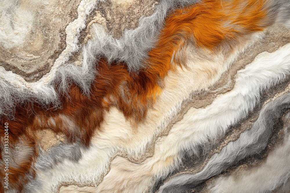 Aufkleber abstract textured design with flowing lines and warm colors resembling fur and natural patterns.