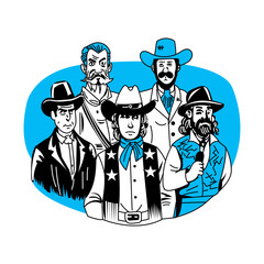 Vintage illustration of western people