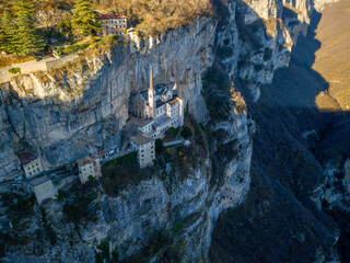 A stunning aerial view of the Sanctuary of Madonna della Corona