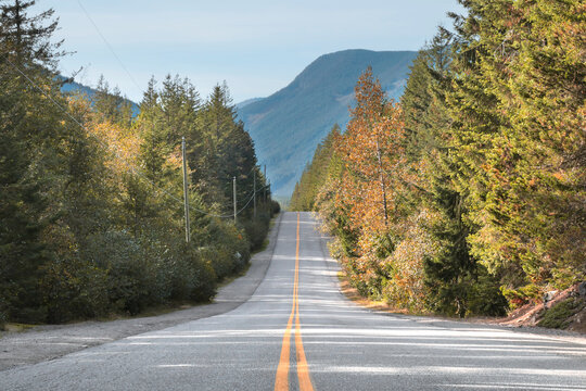 Chilliwack Lake Road during a fall season in Chilliwack, British Columbia, Canada