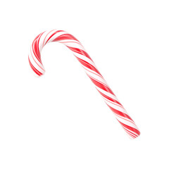  Christmas candy cane stick red and white stripes isolated on transparent background