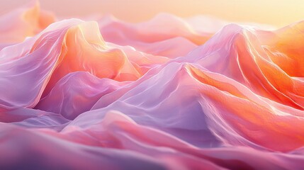 Obraz premium Soft, flowing, pink and orange abstract fabric waves texture.