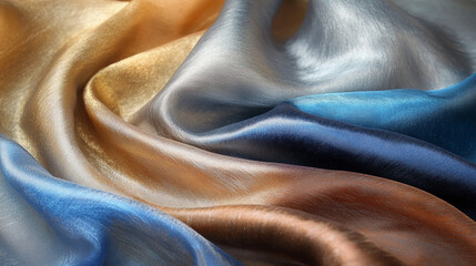 Fototapeta premium A fluid gradient of metallic silk undulates, highlighting elegance and richness