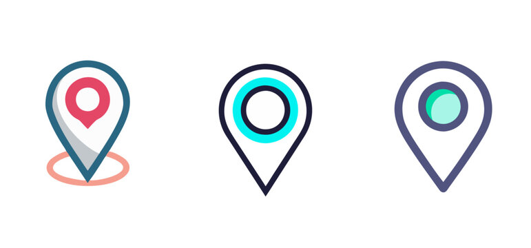 Pinpoint symbols set. Mapping icon collection.