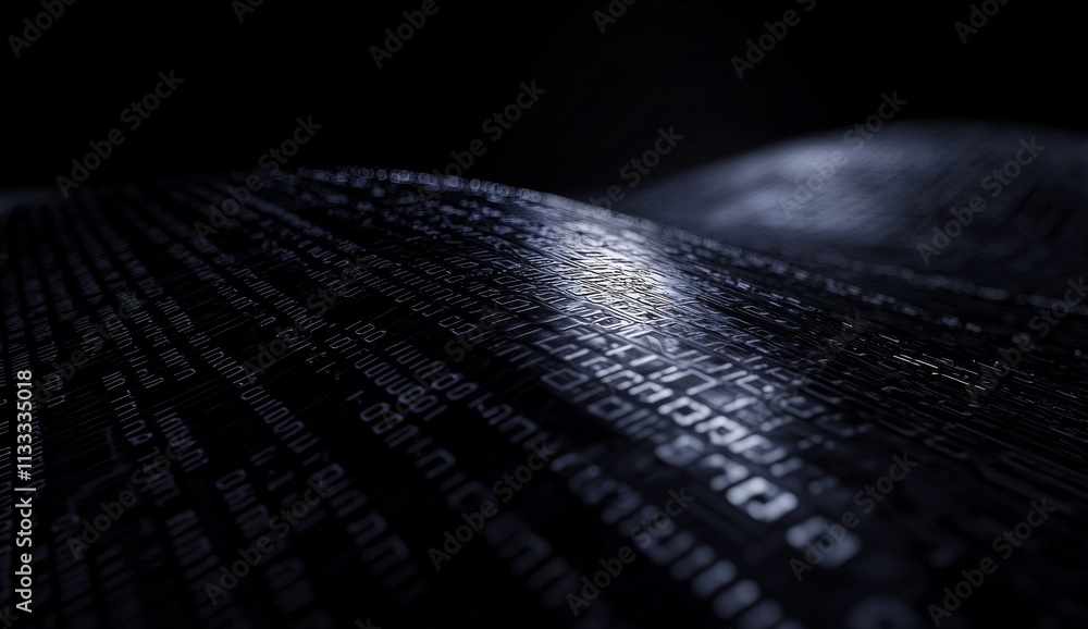 Poster a technology background in orange and blue featuring a circuit board and code.